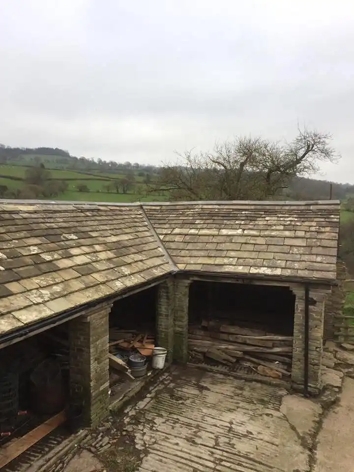 Completed roofing work showing professional installation and quality finish